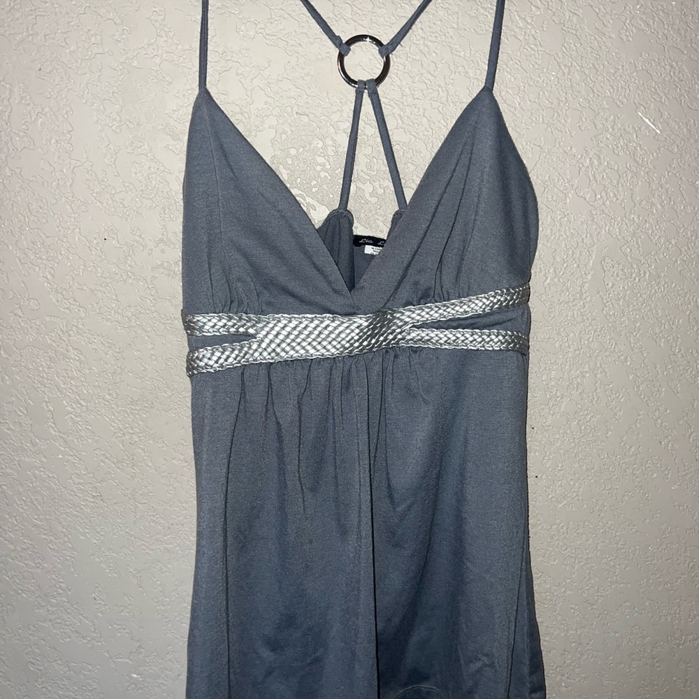 Gray tank Top with Silver Accents
